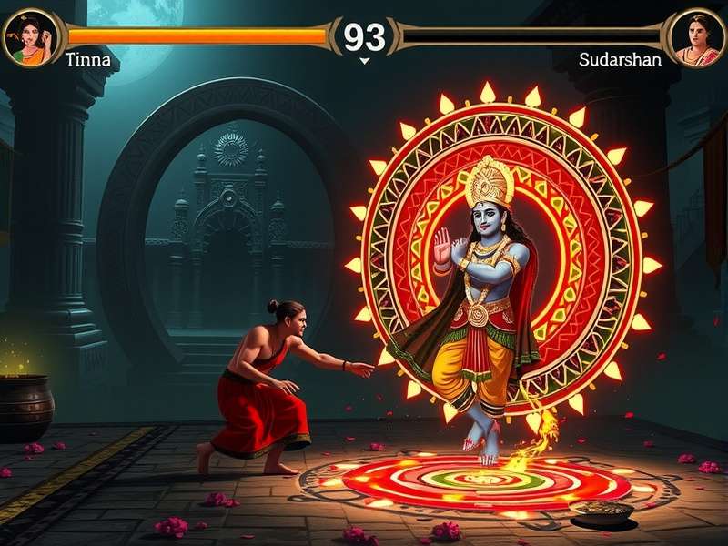 Krishna using Sudarshana Chakra